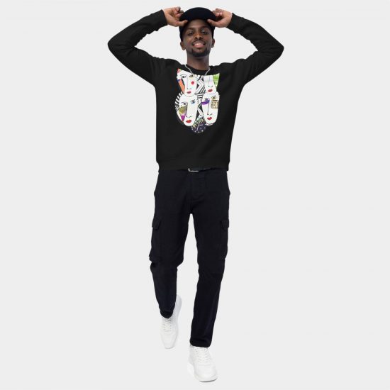 BLACK - Foursome - Unisex organic raglan sweatshirt