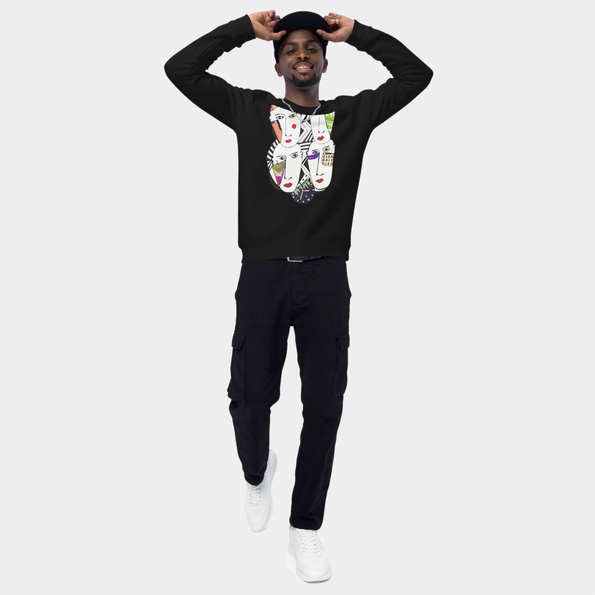 BLACK - Foursome - Unisex organic raglan sweatshirt BLACK - Foursome - Unisex organic raglan sweatshirt