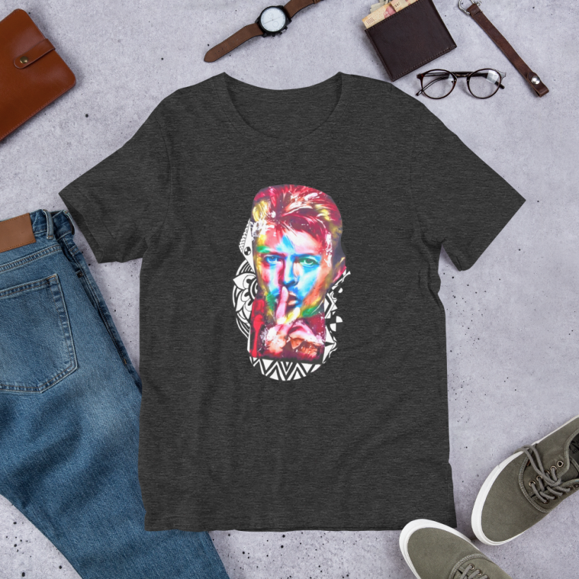 Dark Grey - Pshhhh! Bowie Unisex t-shirt Dark Grey