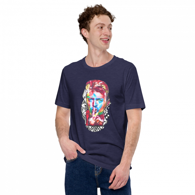Heather Midnight Navy - Pshhhh! Bowie Unisex t-shirt Heather Midnight Navy