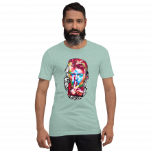 Heather Prism Dusty Blue - Pshhhh! Bowie Unisex t-shirt Heather Prism Dusty Blue