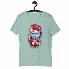 Heather Prism Dusty Blue - Pshhhh! Bowie Unisex t-shirt Heather Prism Dusty Blue