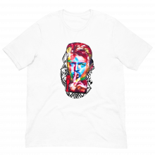 White - Oxblood black - Pshhhh! Bowie Unisex t-shirt White - Pshhhh! Bowie Unisex t-shirt