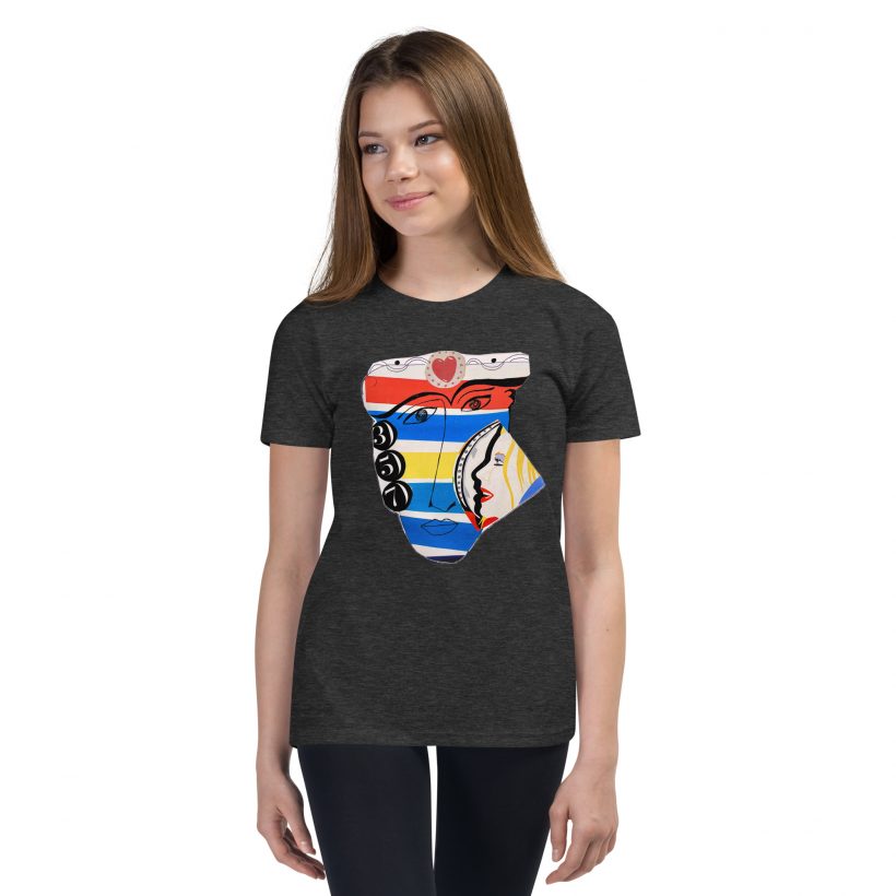 DARK GREY HEATHER - Faces357 Youth Staple T-Shirt DARK GREY HEATHER - Faces357 Youth Staple T-Shirt