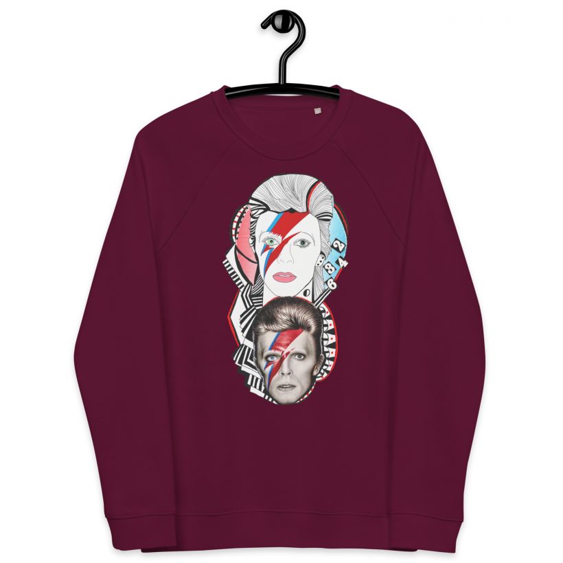 BURGUNDY - Unisex organit raglan swetshirt - Reflecte Bowie BURGUNDY - Unisex organit raglan swetshirt - Reflecte Bowie