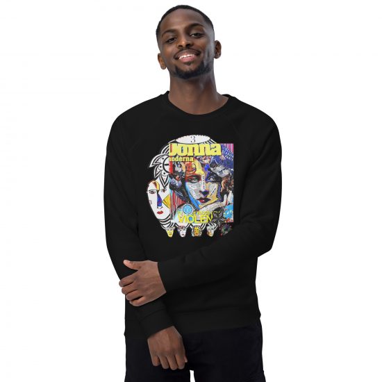 BLACK- Cote d'Azur - Unisex Organic Raglan Sweatshirt