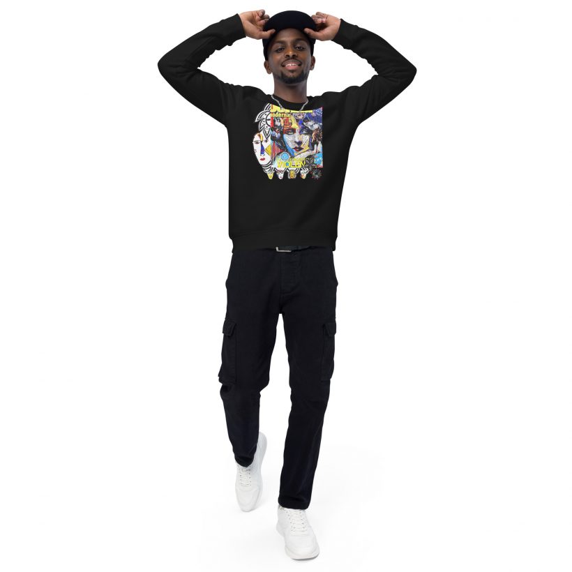 BLACK- Cote d'Azur - Unisex Organic Raglan Sweatshirt BLACK- Cote d'Azur - Unisex Organic Raglan Sweatshirt