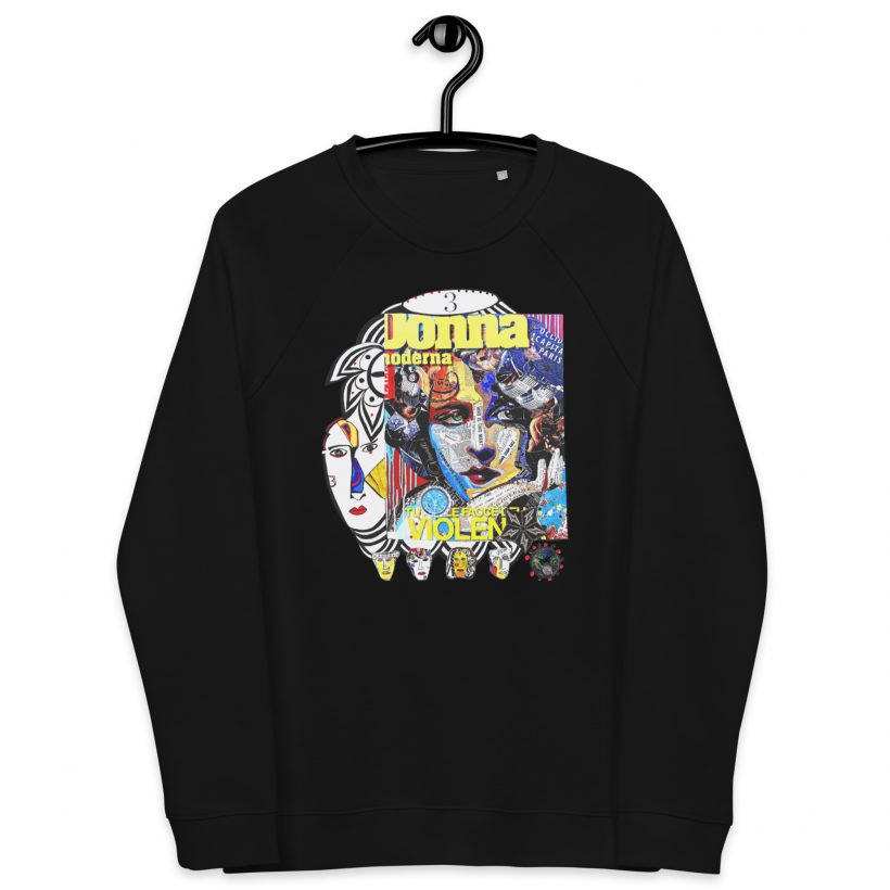 BLACK- Cote d'Azur - Unisex Organic Raglan Sweatshirt BLACK- Cote d'Azur - Unisex Organic Raglan Sweatshirt, LLuís Barbadillo