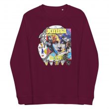 BURGUNDY - Cote d'Azur - Unisex Organic Raglan Sweatshirt BURGUNDY - Cote d'Azur - Unisex Organic Raglan Sweatshirt, LLuís Barbadillo
