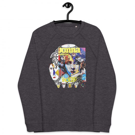 CHARCOAL MELANGE - Cote d'Azur - Unisex Organic Raglan Sweatshirt