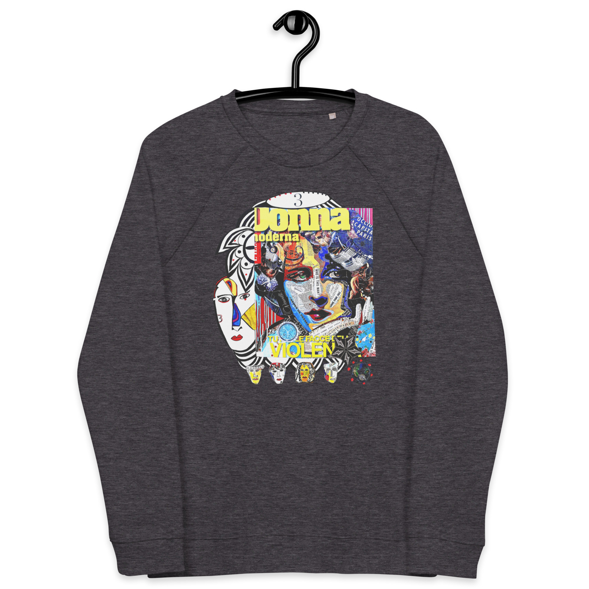 CHARCOAL MELANGE - Cote d'Azur - Unisex Organic Raglan Sweatshirt CHARCOAL MELANGE - Cote d'Azur - Unisex Organic Raglan Sweatshirt