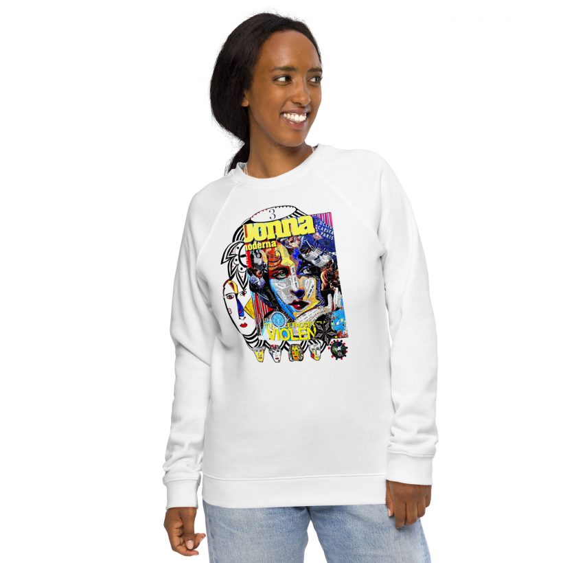 WHITE - Cote d'Azur - Unisex Organic Raglan Sweatshirt WHITE - Cote d'Azur - Unisex Organic Raglan Sweatshirt