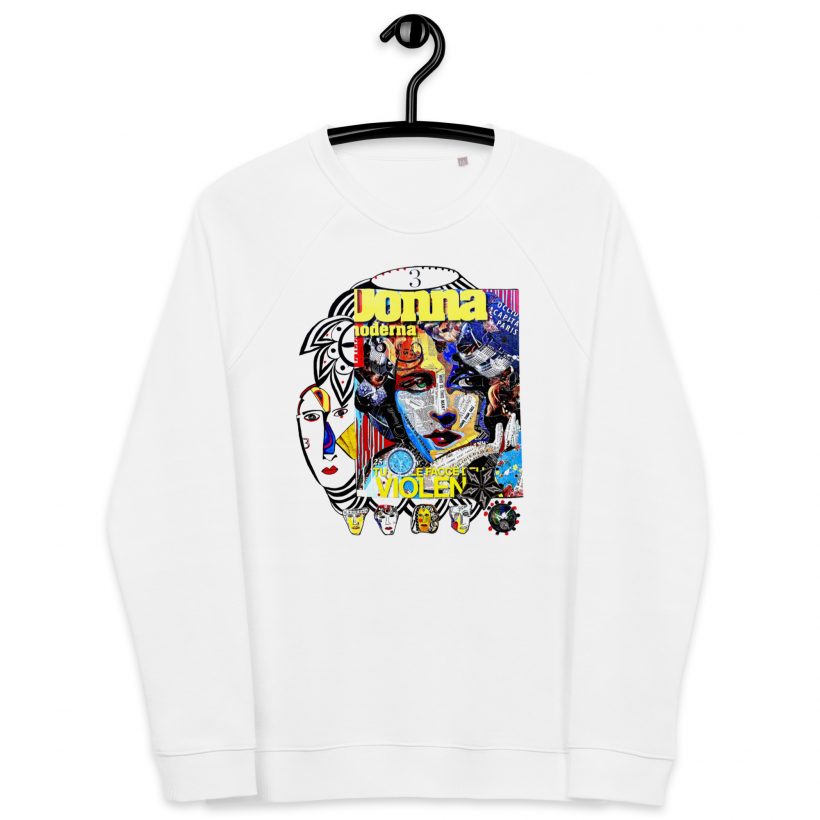 WHITE - Cote d'Azur - Unisex Organic Raglan Sweatshirt, LLuís Barbadillo WHITE - Cote d'Azur - Unisex Organic Raglan Sweatshirt, LLuís Barbadillo