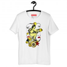 WHITE - Unisex Staple t-Shirt 'Celestial Symphony' by Lluís Barbadillo WHITE - Unisex Staple t-Shirt 'Celestial Symphony' by Lluís Barbadillo