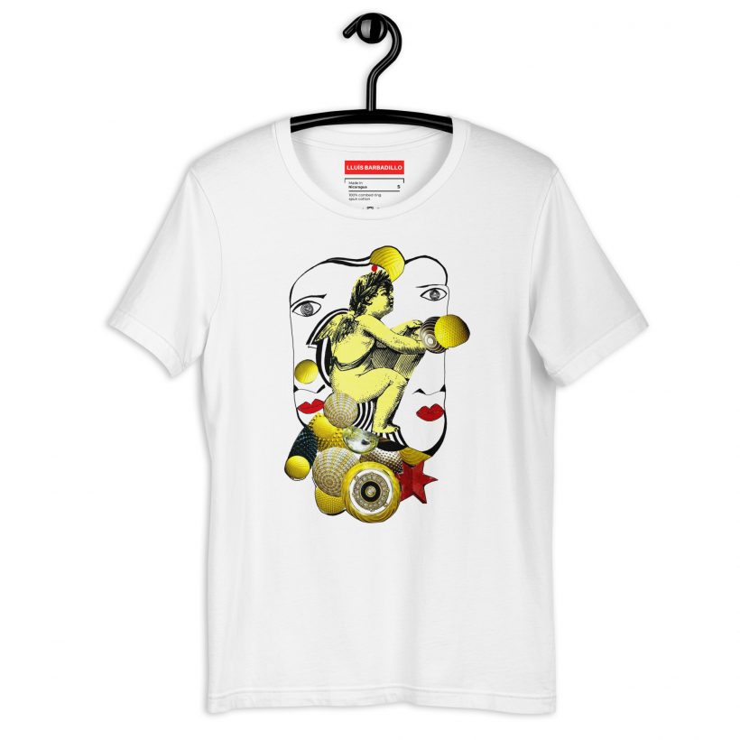 WHITE - Unisex Staple t-Shirt 'Celestial Symphony' by Lluís Barbadillo WHITE - Unisex Staple t-Shirt 'Celestial Symphony' by Lluís Barbadillo