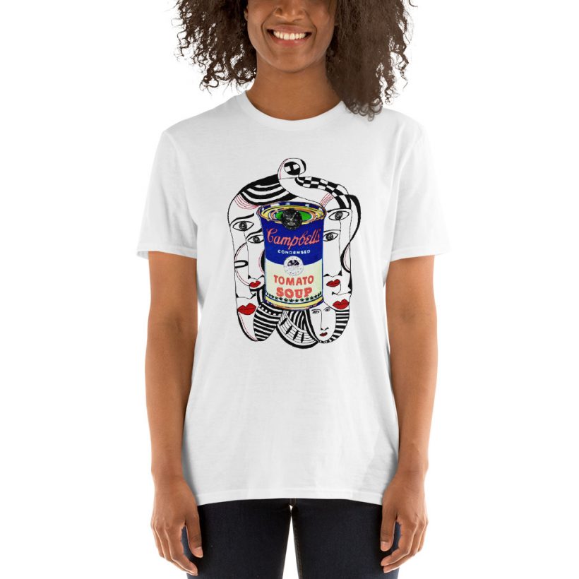 WHITE - Warholian - Short Sleeve Unisex T-shirt by Lluís Barbadillo WHITE - Warholian - Short Sleeve Unisex T-shirt by Lluís Barbadillo