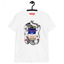 WHITE - Warholian - Short Sleeve Unisex T-shirt by Lluís Barbadillo WHITE - Warholian - Short Sleeve Unisex T-shirt by Lluís Barbadillo