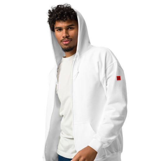 WHITE - Gran Corazón - Unisex Heavy Blend Zip Hoodie by Lluís Barbadillo