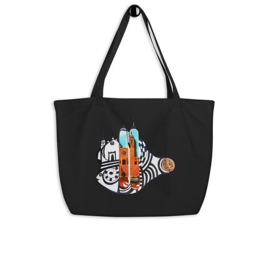BLACK - Torres de Sitges – Large organic tote bag - Lluís Barbadillo