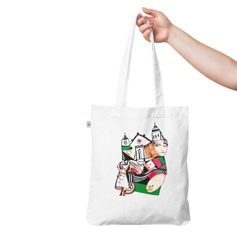 WHITE - Sitges verd – Organic fashion tote bag - Lluís Barbadillo WHITE - Sitges verd – Organic fashion tote bag - Lluís Barbadillo